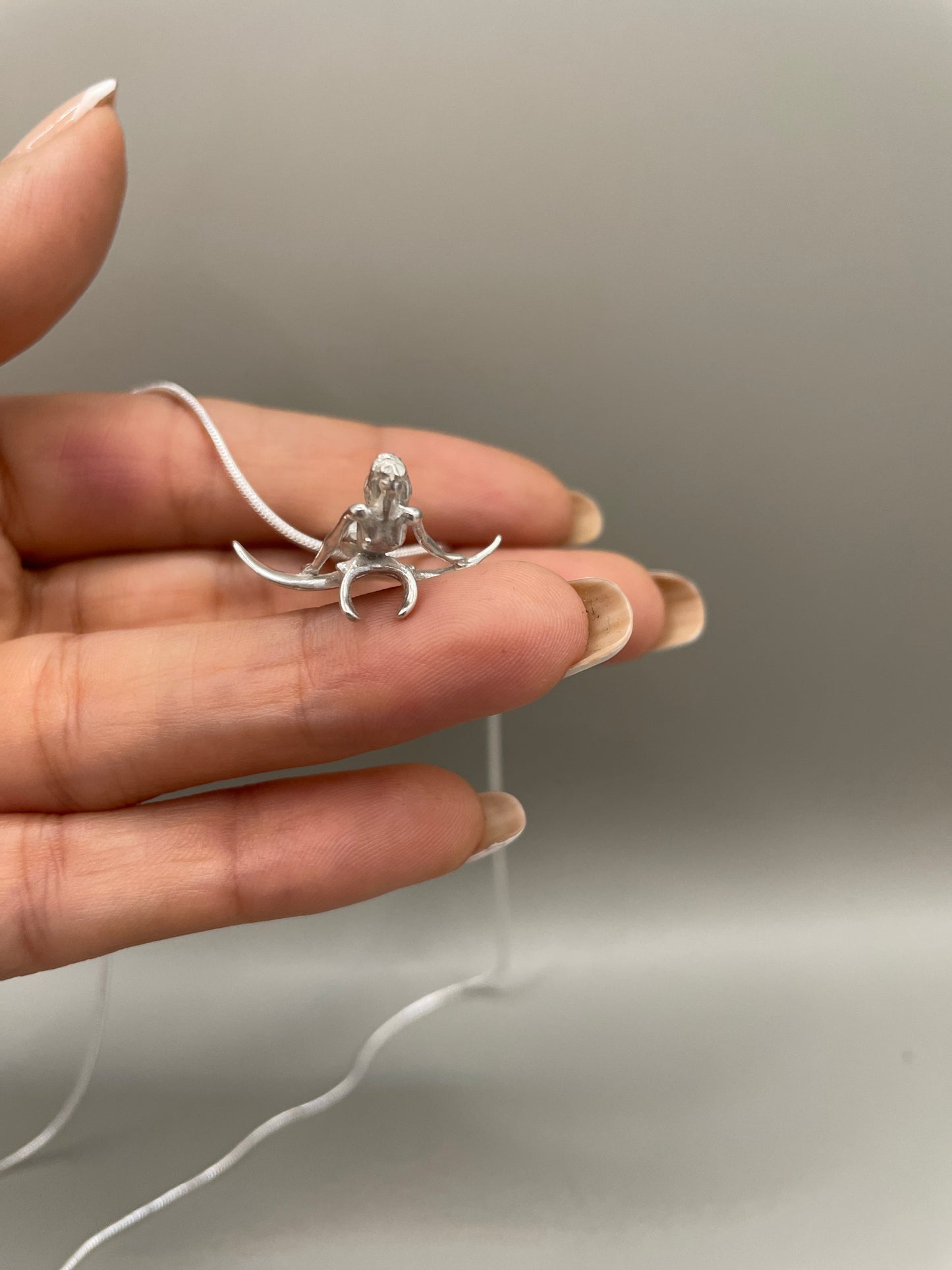 Scuba Girl Riding Manta Ray Necklace, Handcrafted 3D Pendant in 925 Sterling Silver, Unique Design Sea-Life Inspired for Marine Life Enthusiasts. Handmade in USA