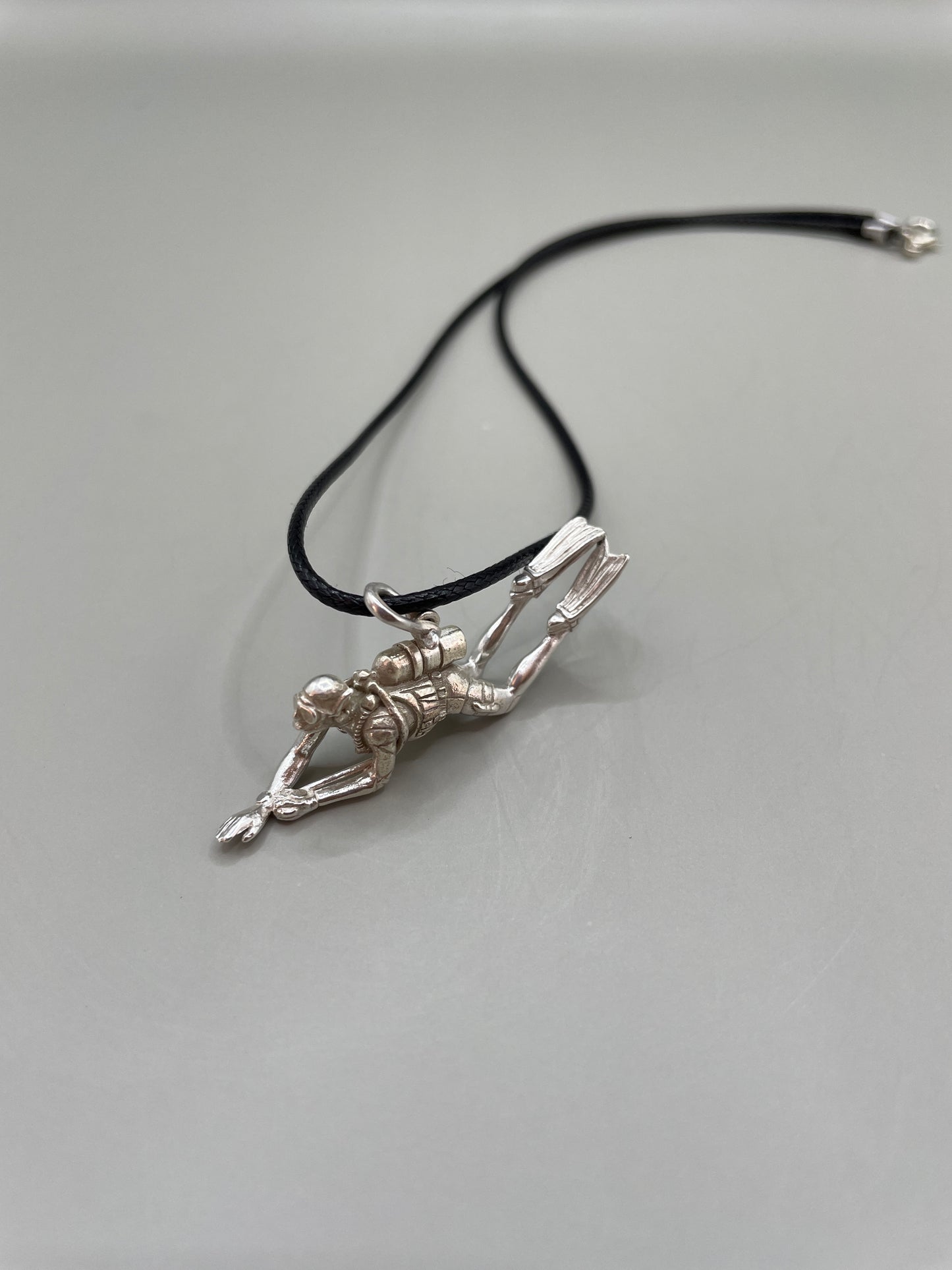 Scuba Diver Necklace, Handcrafted 3D Design Pendant in 925 Sterling Silver. Perfect for Scuba Diving Lovers