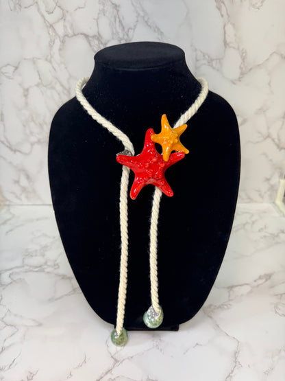 Coral Starfish Rope Necklace