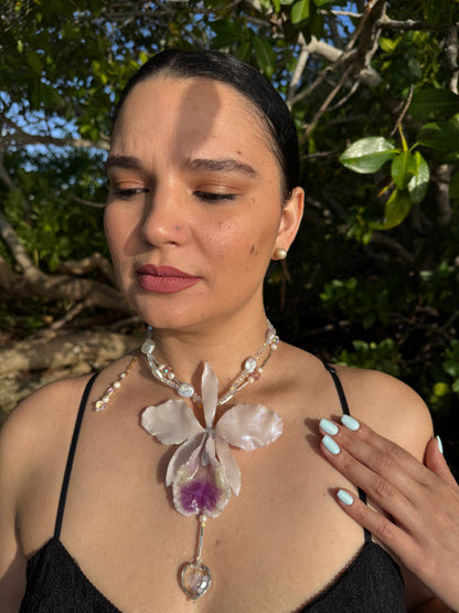 Ivory Cattleya Pearl Necklace