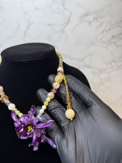 Julia Real Preserved Flower Necklace & Hair Clip | Handmade Botanical Jewelry | Multifunctional Floral Art