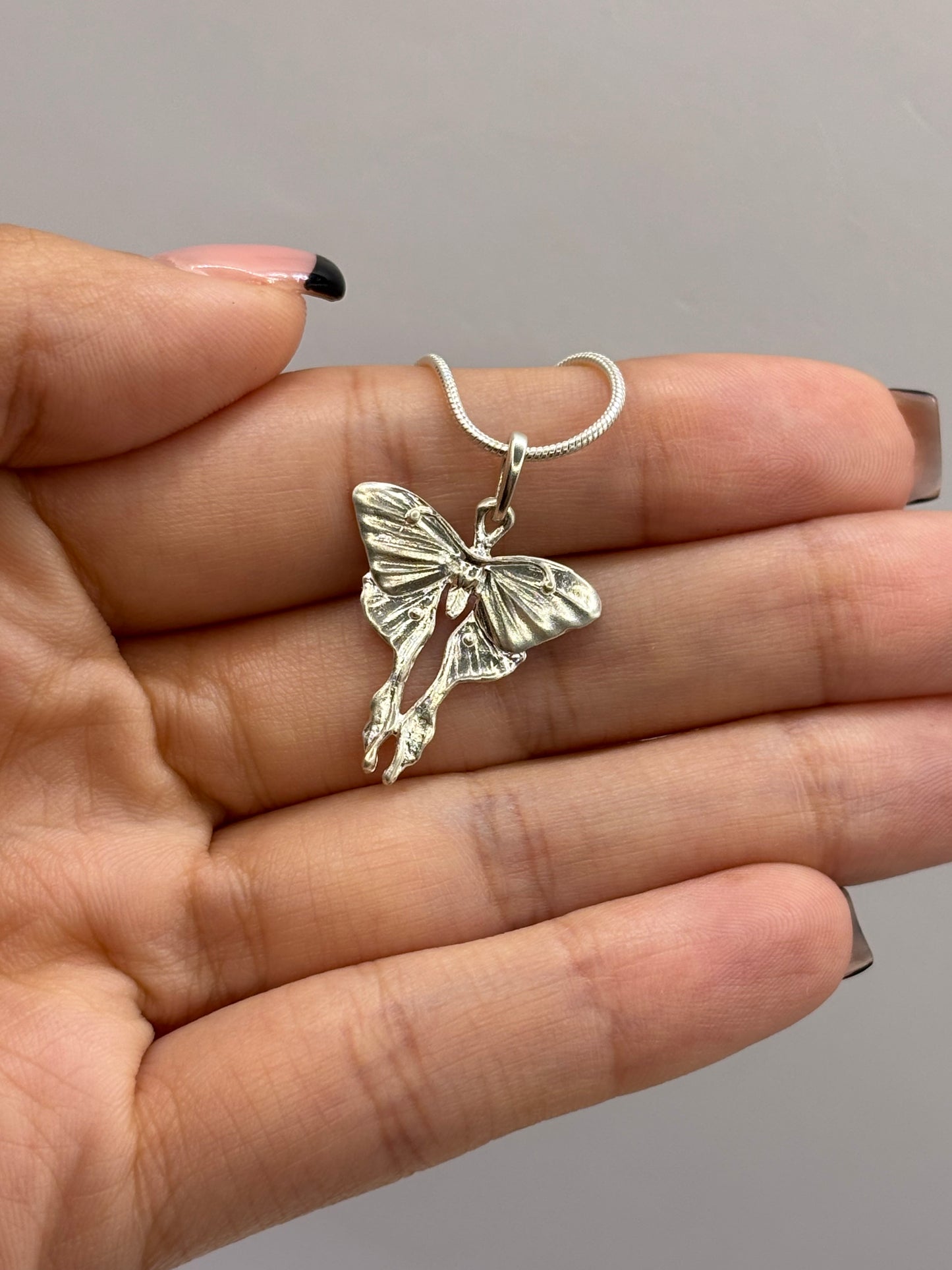 Mini Moonlight Butterfly, Handcrafted Pendant in 925 Sterling Silver, Unique Elegant Design for Mermaid Lovers