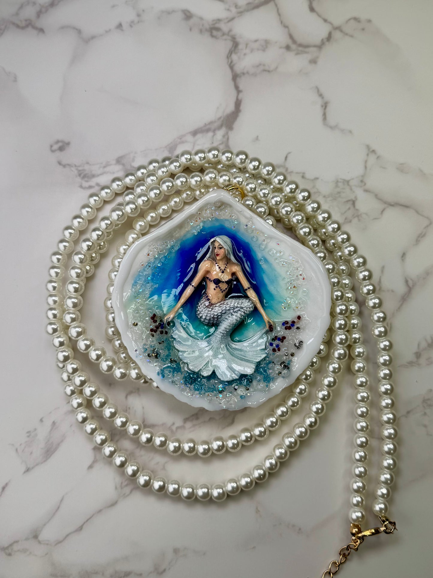 The Moonlight Muse Mermaid– White Siren of the Sea