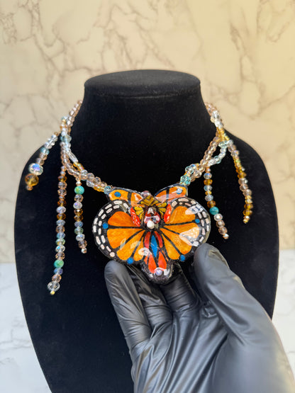 Butterfly Dream Real Orchid Butterfly Necklace | Hand Painted Flower Jewelry | Botanical Resin Art Pendant