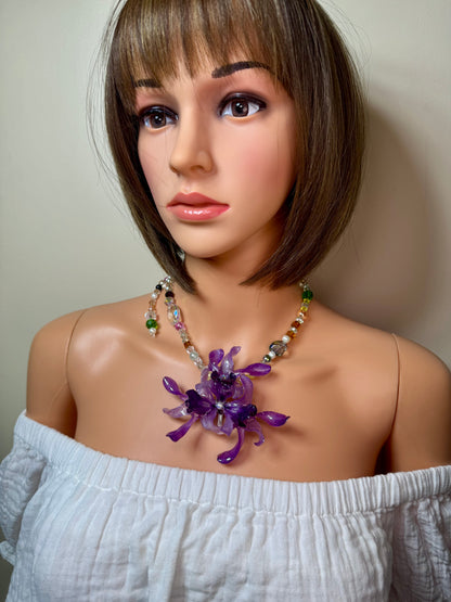 Eloisa Real Preserved Flower Necklace & Hair Clip | Handmade Botanical Jewelry | Multifunctional Floral Art