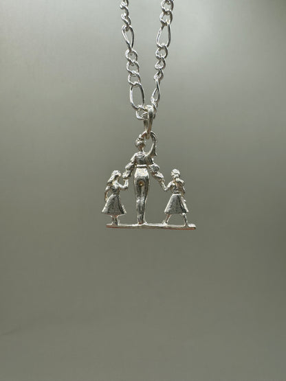 Mom and Daughters Necklace, 925 Sterling Silver