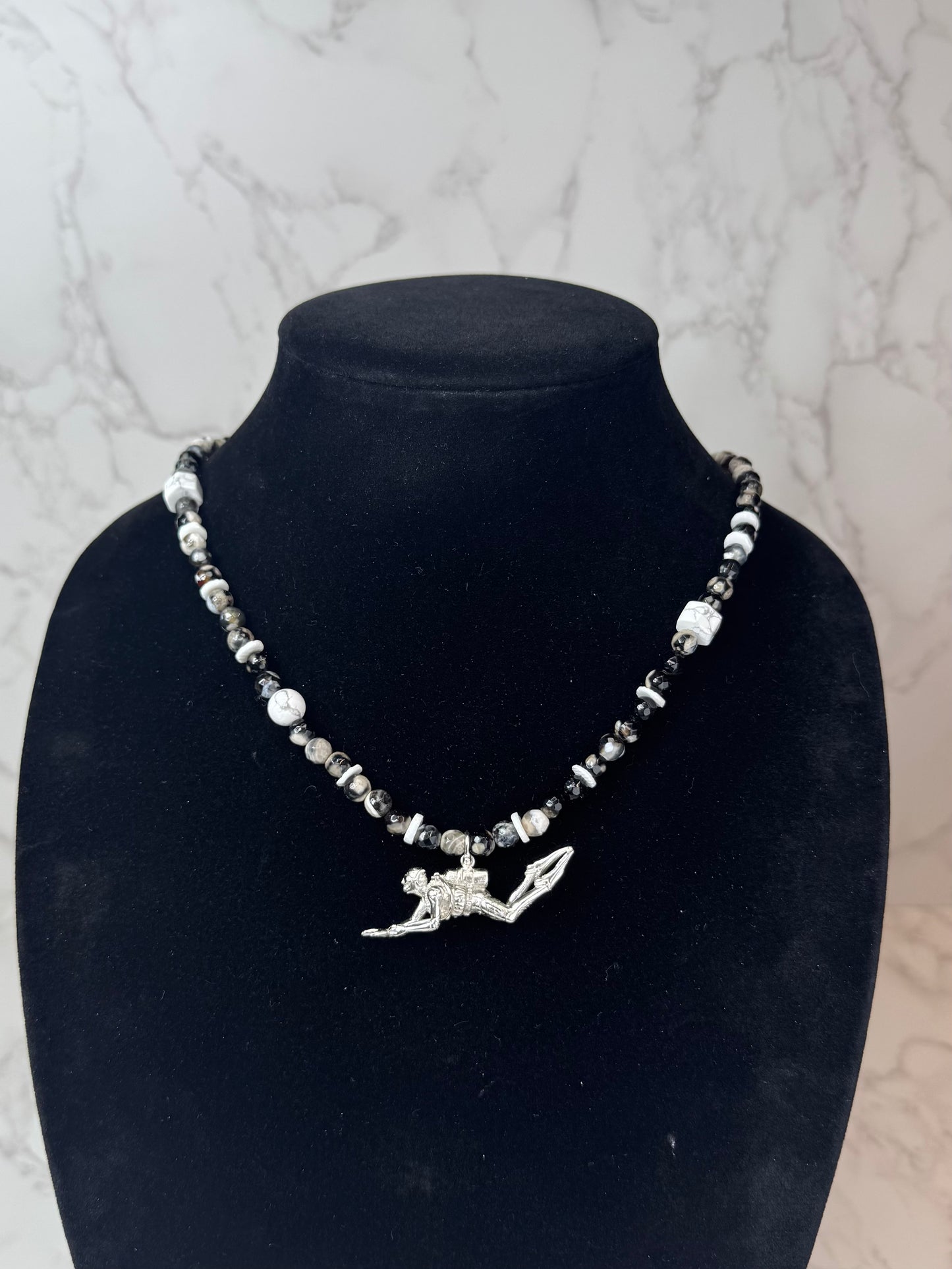 Scuba diver 925 Sterling Silver Hand Made Necklace | One-of-a-Kind Coastal Art