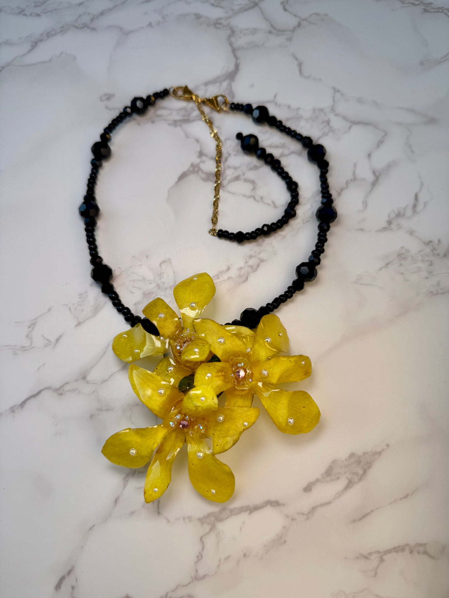 Golden Orchid Noir Necklace