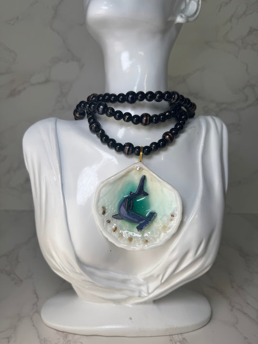 Tiburon Martillo Resin‑Encased Shell Collection Shell Necklaces Sea Necklaces Epoxy Resin Necklace and Shell