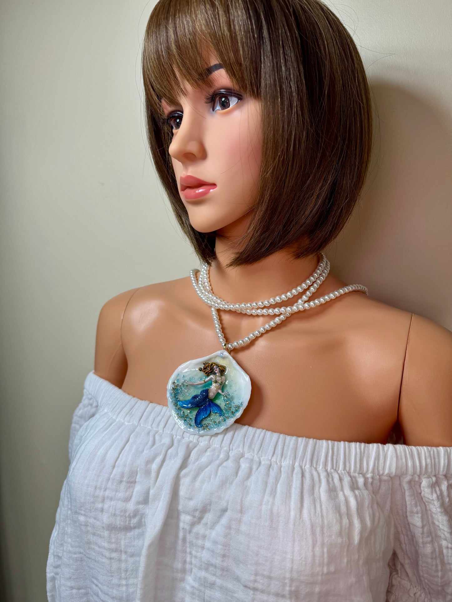 Friday Ocean Mermaid Necklace | Handmade Seashell Jewelry | Brass Shell Accents | One-of-a-Kind Coastal Art
