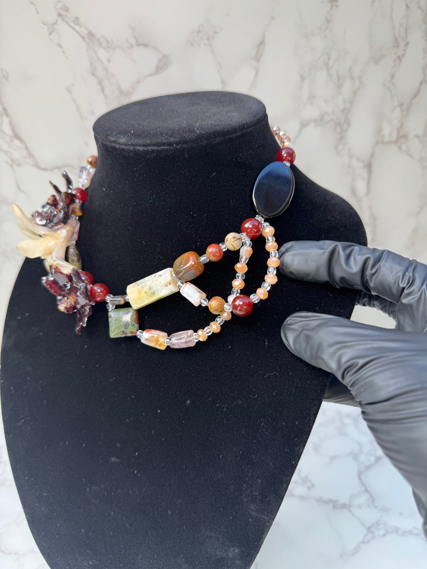 Trinity Orchid Harmony Three Mini Orchid Orchid Necklace – Crystal & Stone Beaded Handmade Jewelry
