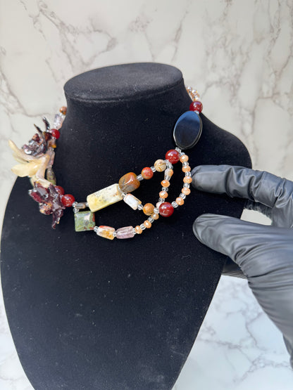 Trinity Orchid Harmony Three Mini Orchid Orchid Necklace – Crystal & Stone Beaded Handmade Jewelry
