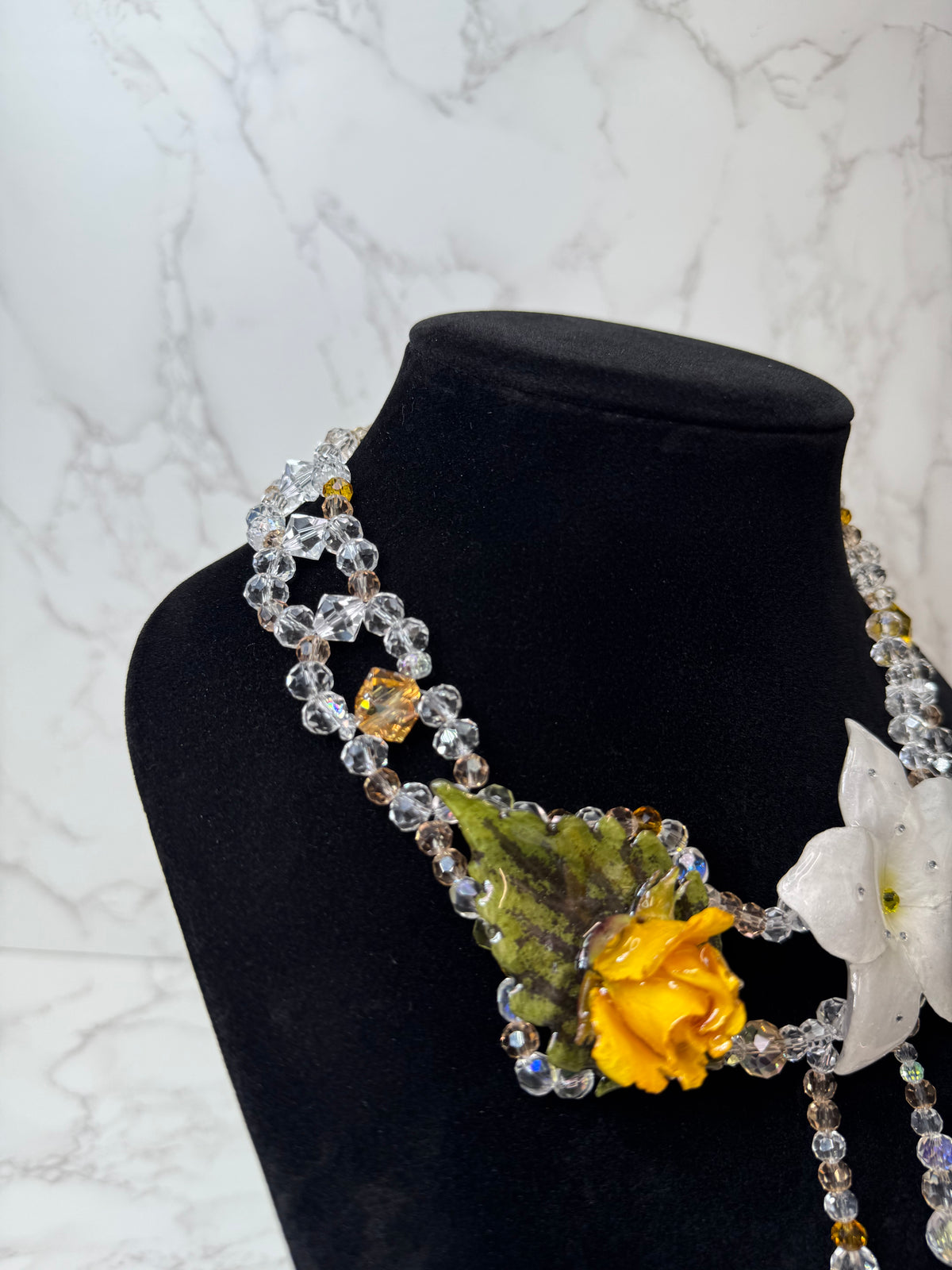 Domingo Eternal Rose – Real Yellow Rose & White Plumeria in UV Resin | Handmade Floral Jewelry | Made in USA