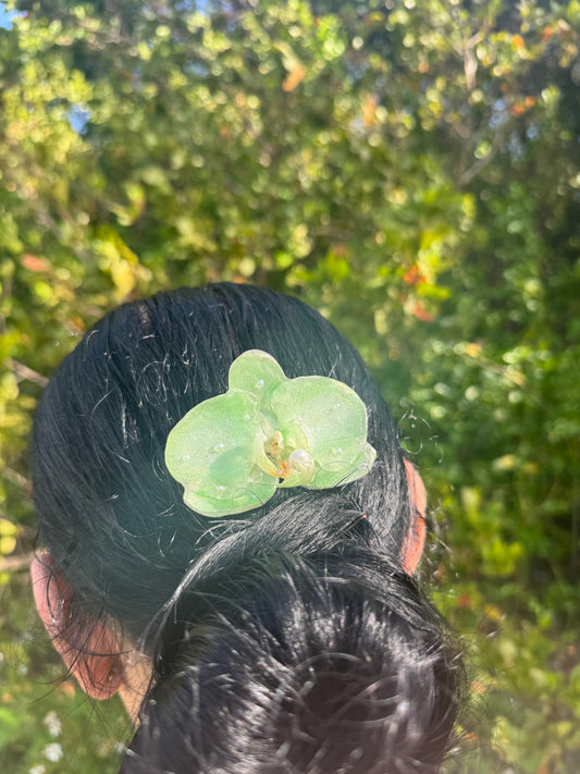 Mint Orchid Pearl Hairpin