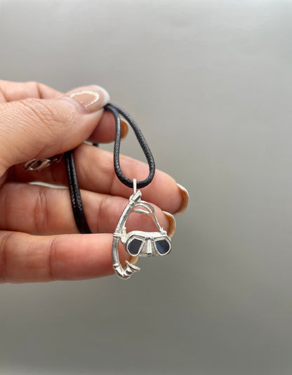 Mini Scuba Mask Necklace, 925 Sterling Silver