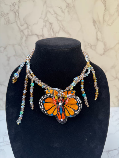 Butterfly Dream Real Orchid Butterfly Necklace | Hand Painted Flower Jewelry | Botanical Resin Art Pendant