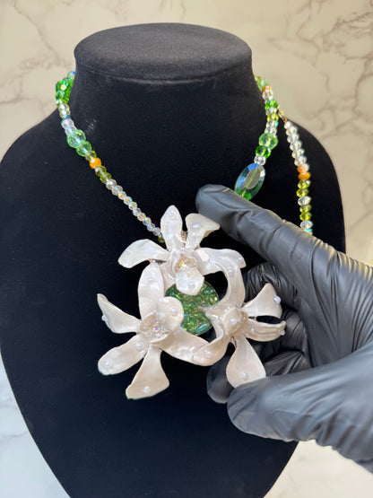 Ivory Orchid Sunrise Necklace