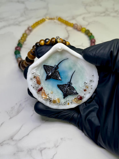 Manta Rayas Obispos  Shell Necklace - Encapsulated in Real Shell with UV Resin
