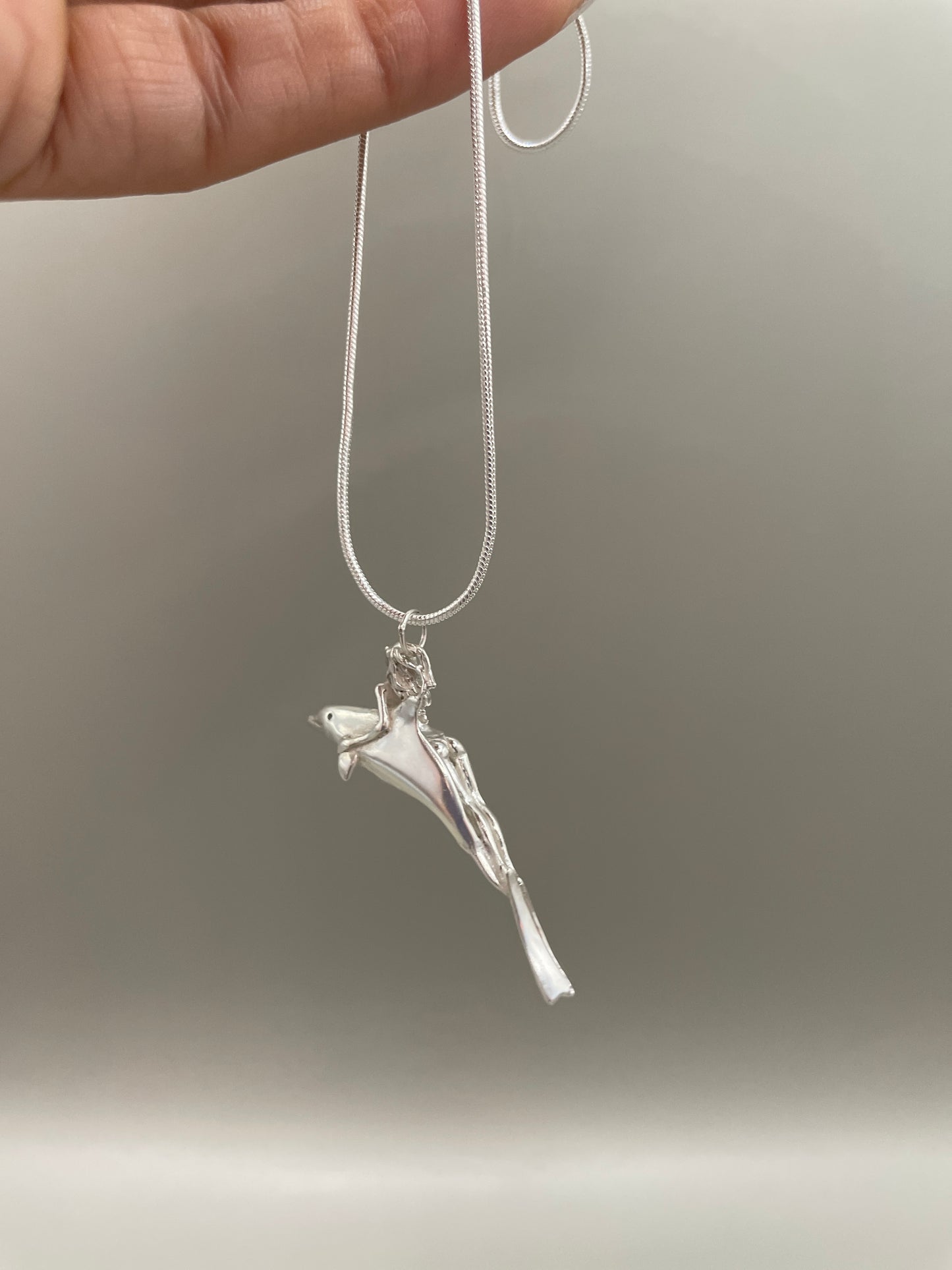 Scuba Girl Riding Dolphin, 925 Silver, 3D Pendant