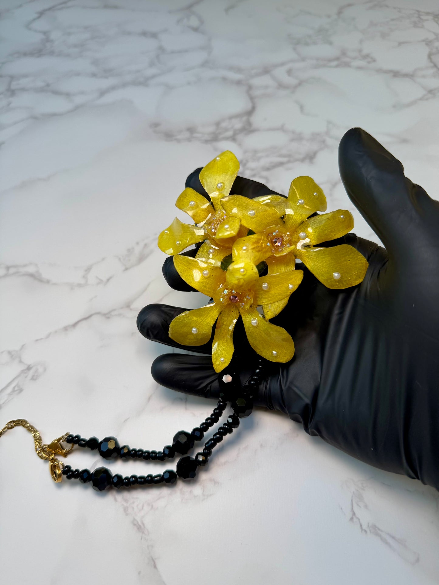 Golden Orchid Noir Necklace