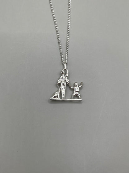 Mom, Son, and dog Necklace, 925 Sterling Silver