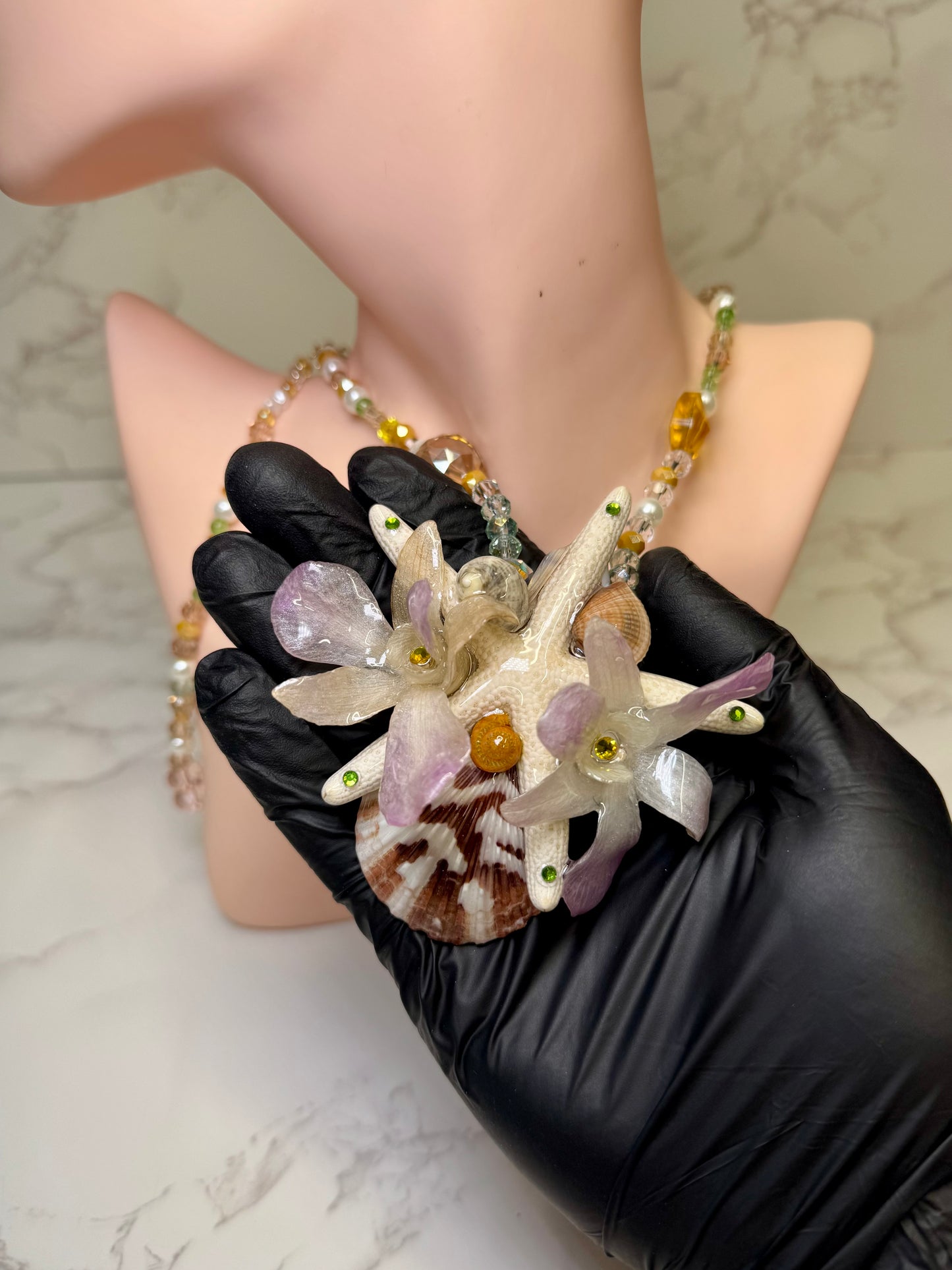 Olivia Real Starfish & Preserved Flower Necklace | Convertible Hair Clip | Handmade Ocean & Botanical Jewelry