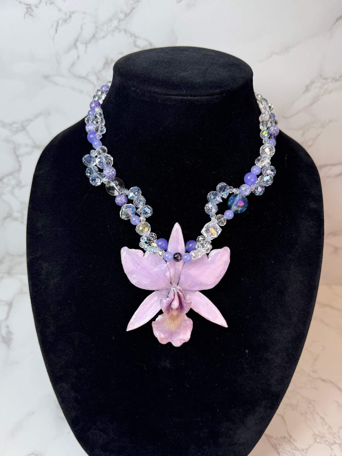 Serena Purple Real Cattleya Orchid Necklace | Handmade Flower Jewelry | Botanical Statement Pendant