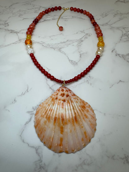 Brown Sea Turtle Resin‑Encased Handmade Sea Turtle Necklace Encapsulated in Real Shell with UV Resin on Fine Colored Crystal Beads