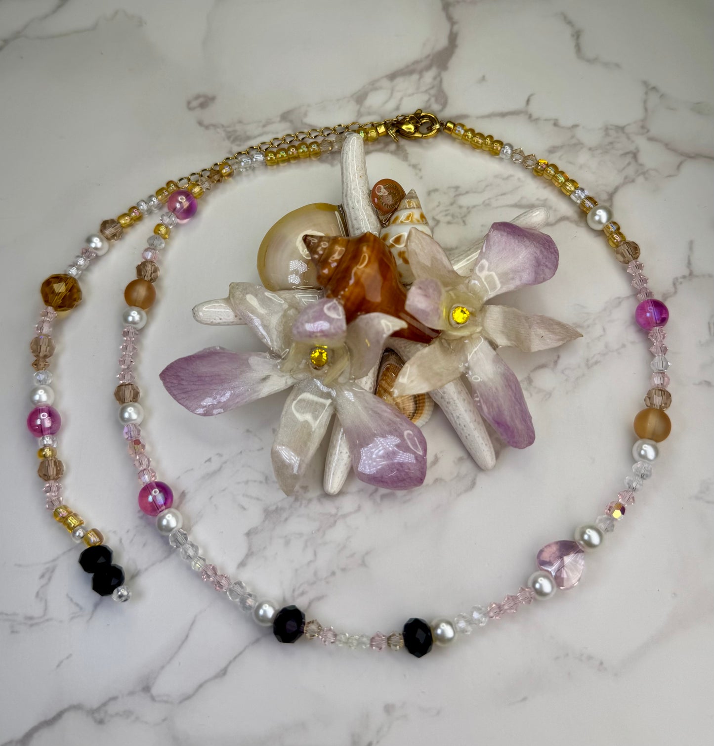 Isabella Real Starfish & Preserved Flower Necklace | Convertible Hair Clip | Handmade Ocean & Botanical Jewelry