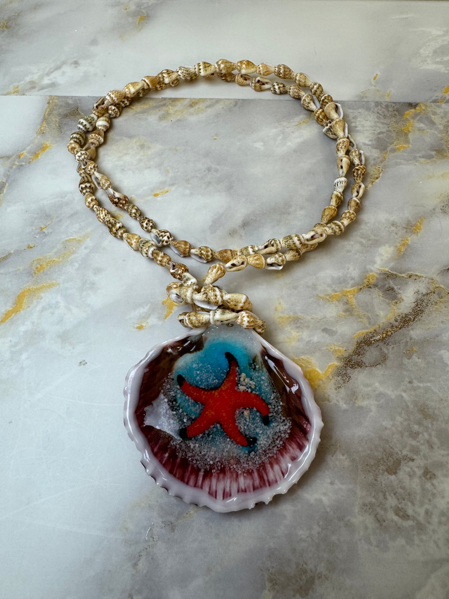 Cute StarFish Necklace Resin‑Encased Shell Collection Shell Necklaces, Epoxy Resin Necklace