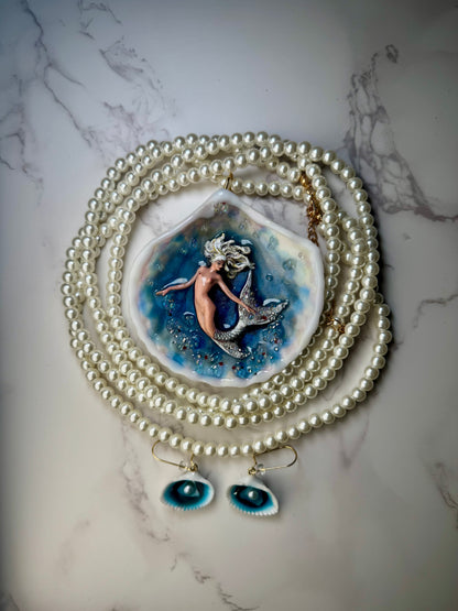 Luna Mermaid Sea Shell Necklace Set – Mermaid in Shell with UV Resin