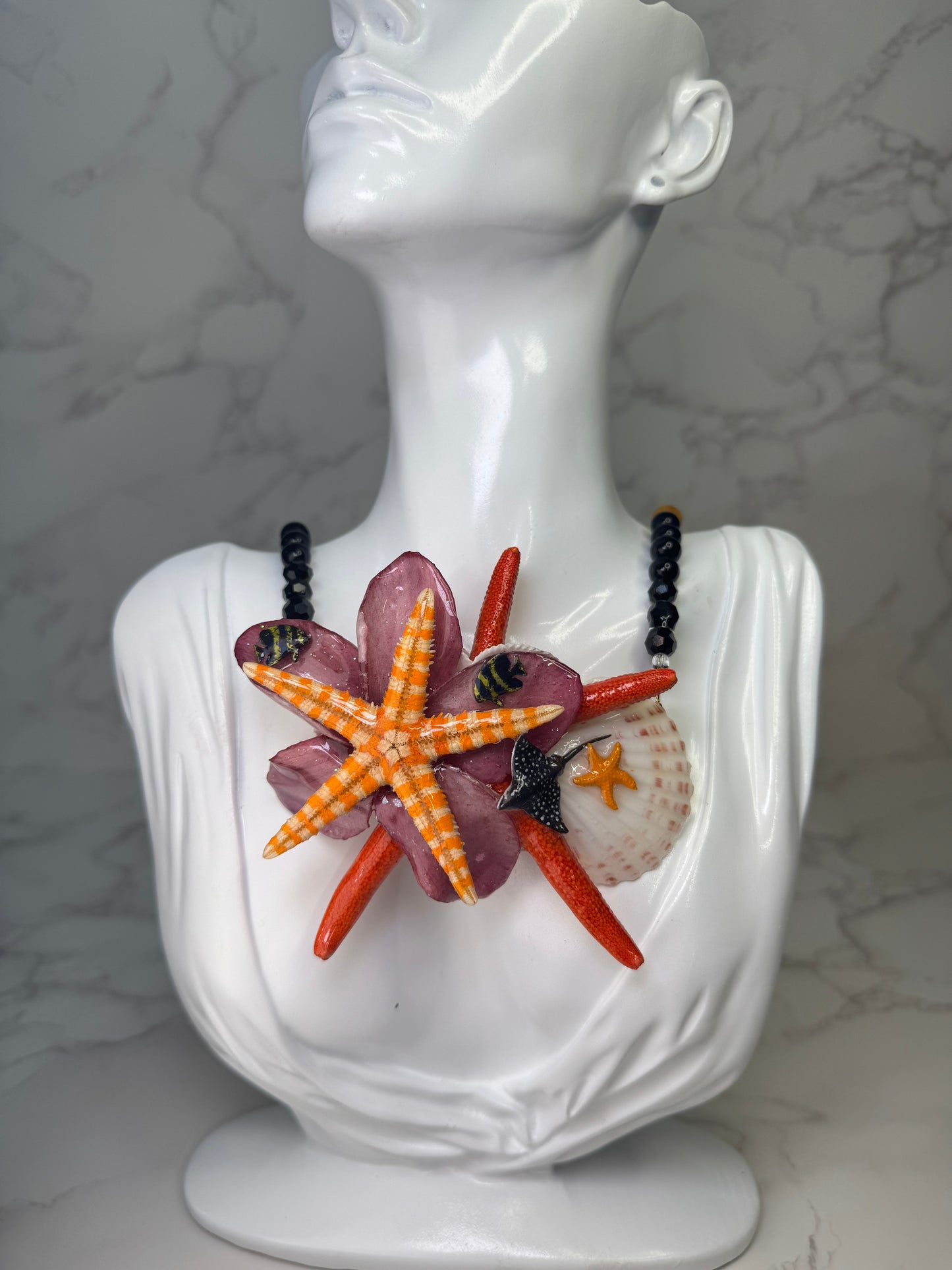 Pomegranate Flower & Ocean Life Necklace