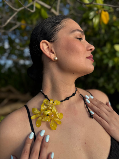 Golden Orchid Noir Necklace