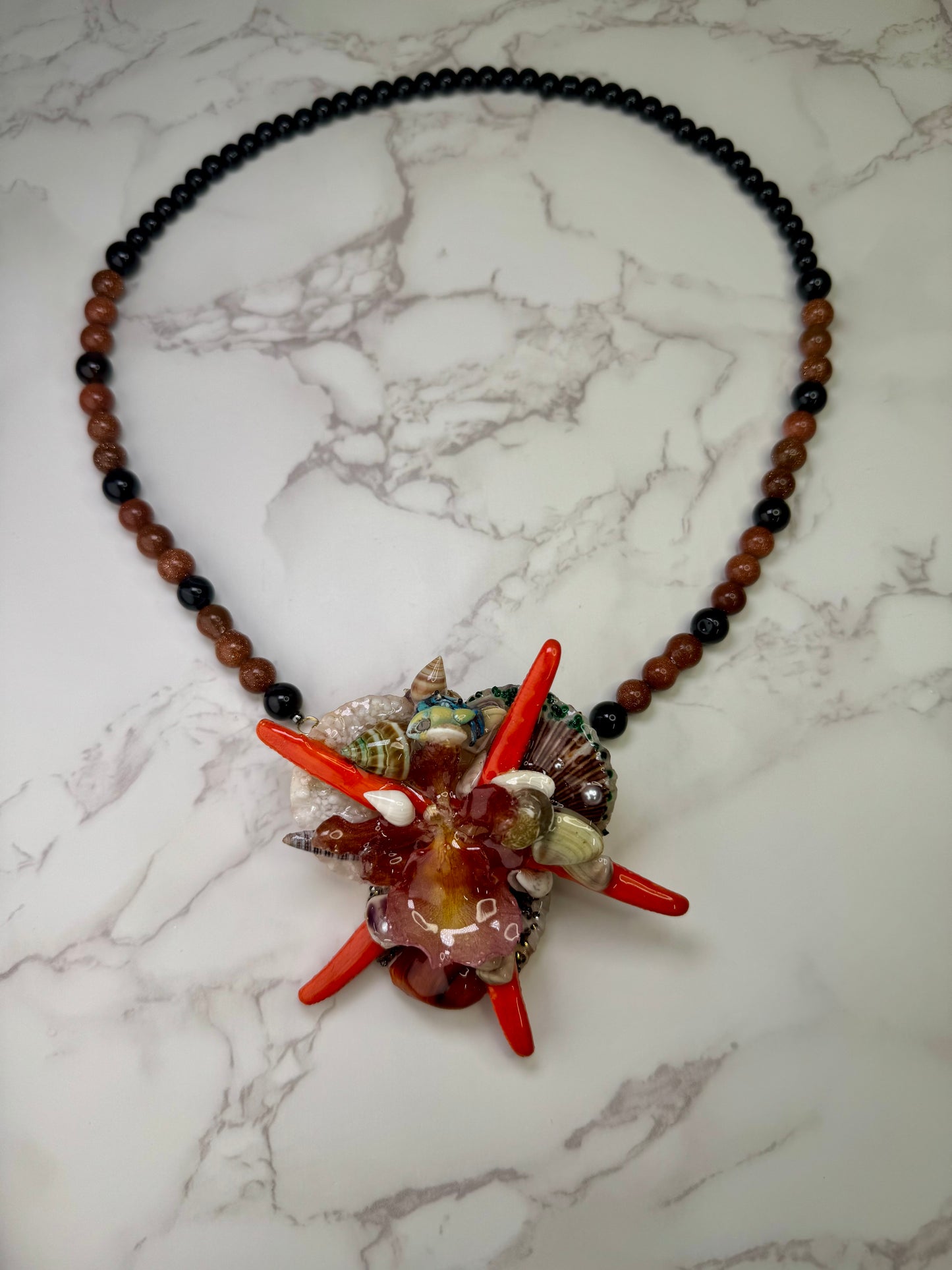 Cattleya Mini Orchid Ocean Necklace