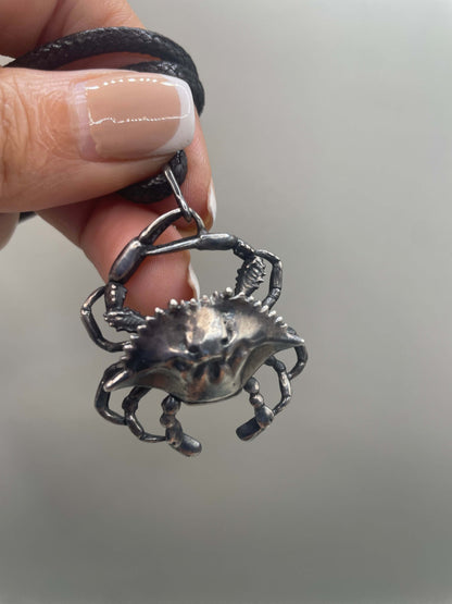 Atlantic Blue Crab Necklace, 925 Sterling Silver