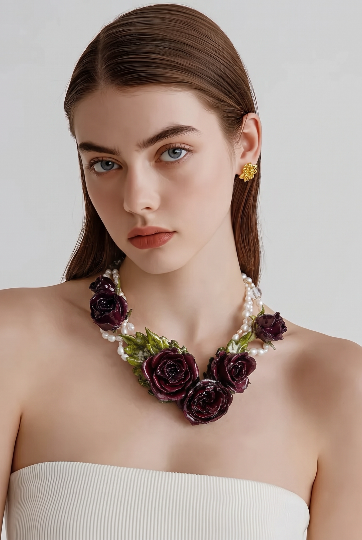 1 Amélie Eternal Rose – Real Red Rose in UV Resin & Freshwater Pearl Necklace | Handmade Floral Jewelry | Made in USA