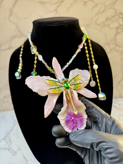 Cattleya Dragonfly Elegance Necklace