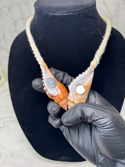 Dual Seashell Pearl Rope Necklace