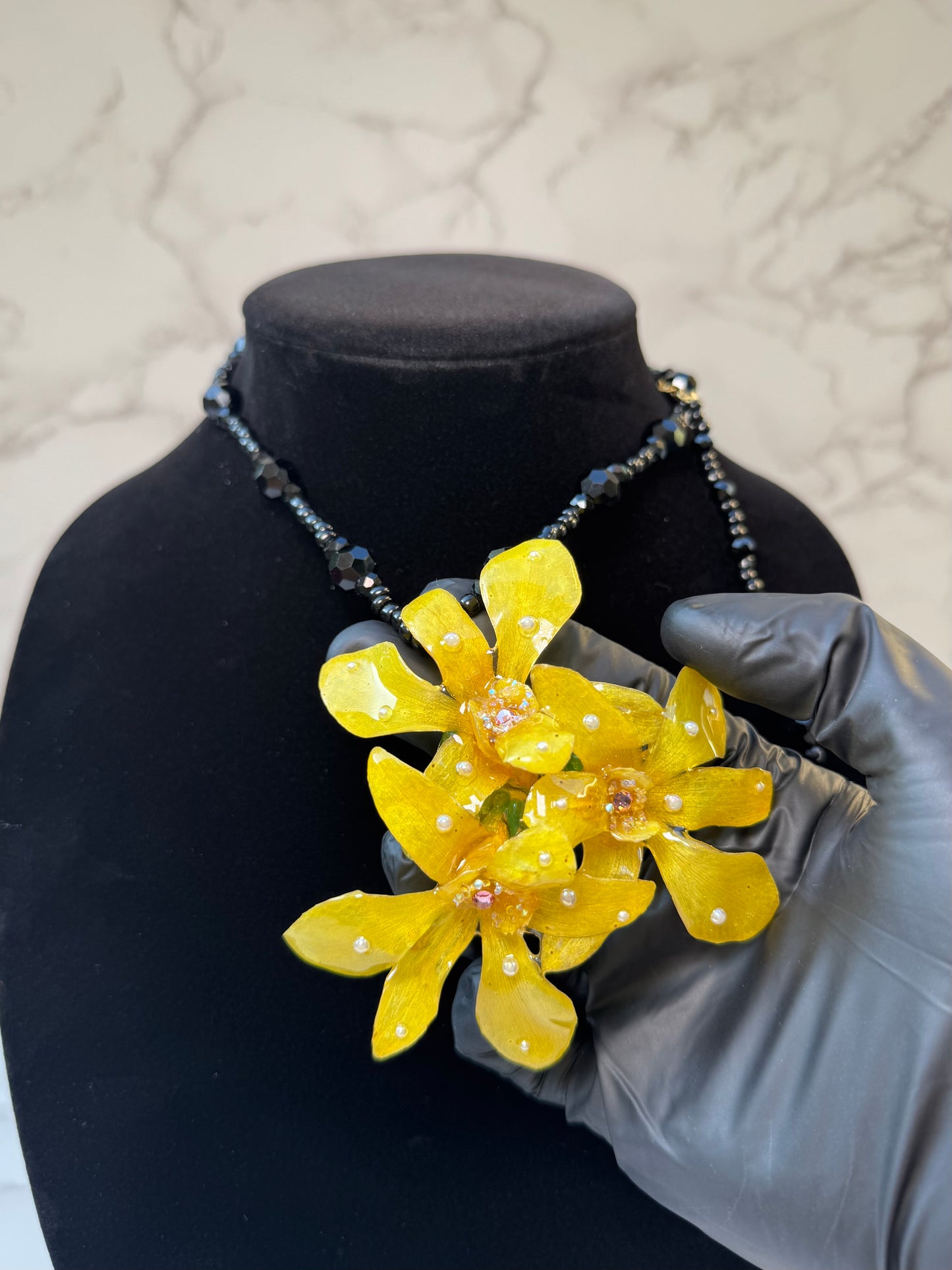 Golden Orchid Noir Necklace