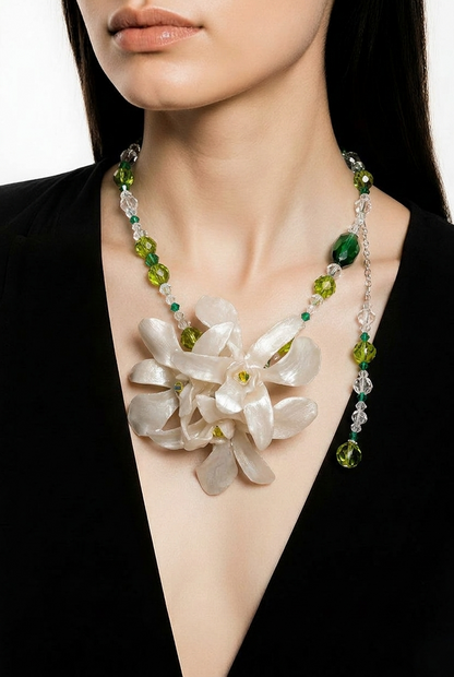 Winter Real Preserved Flower Necklace & Hair Clip | Handmade Botanical Jewelry | Multifunctional Floral Art