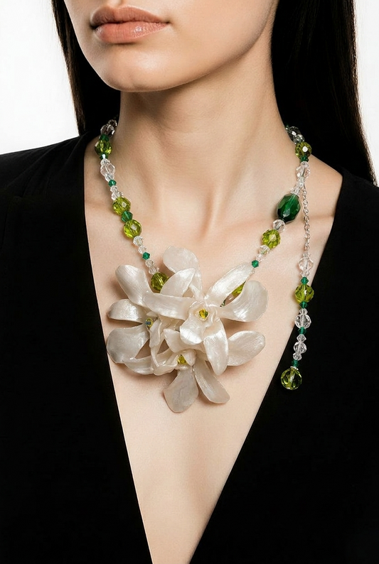 Winter Real Preserved Flower Necklace & Hair Clip | Handmade Botanical Jewelry | Multifunctional Floral Art