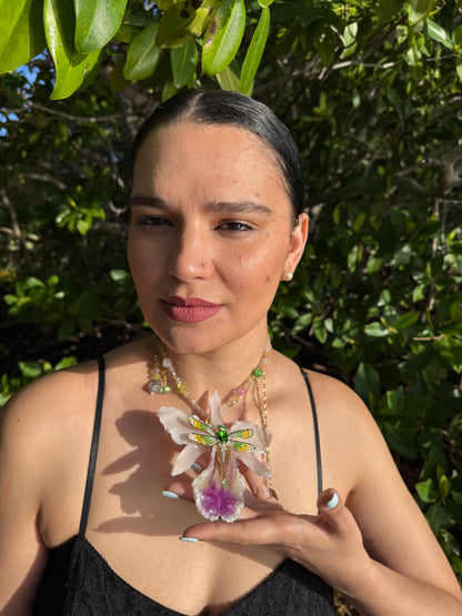 Cattleya Dragonfly Elegance Necklace