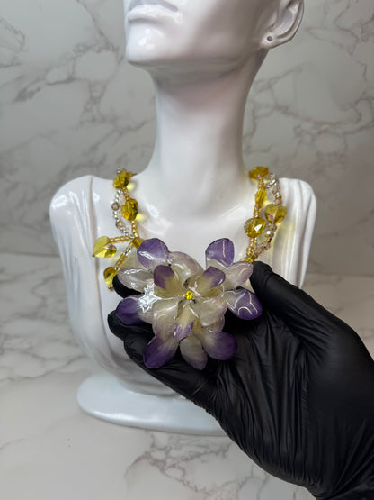 Mary Real Preserved Flower Necklace & Hair Clip | Handmade Botanical Jewelry | Multifunctional Floral Art