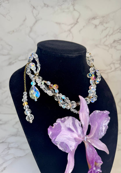 Reina Purple Real Cattleya Orchid Necklace | Handmade Flower Jewelry | Botanical Statement Pendant