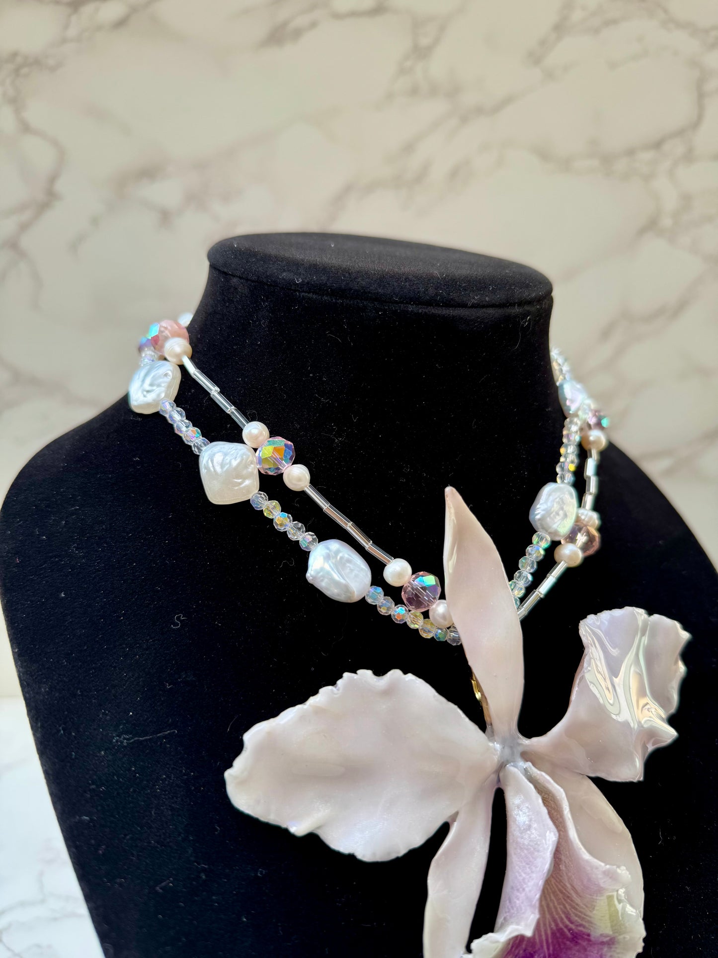 Ivory Cattleya Pearl Necklace