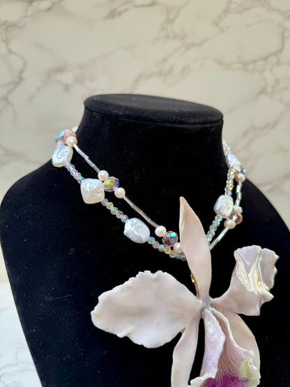 Ivory Cattleya Pearl Necklace