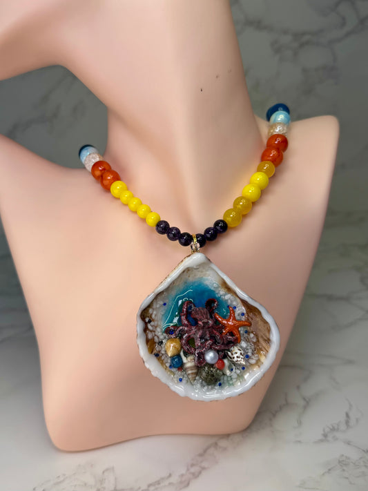 Octopus Shell Necklace - Encapsulated in Real Shell with UV Resin