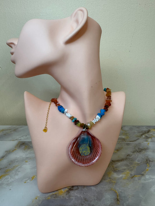 Beautiful Sting Ray Necklace Resin‑Encased Shell Collection Shell Necklaces, Epoxy Resin Necklace