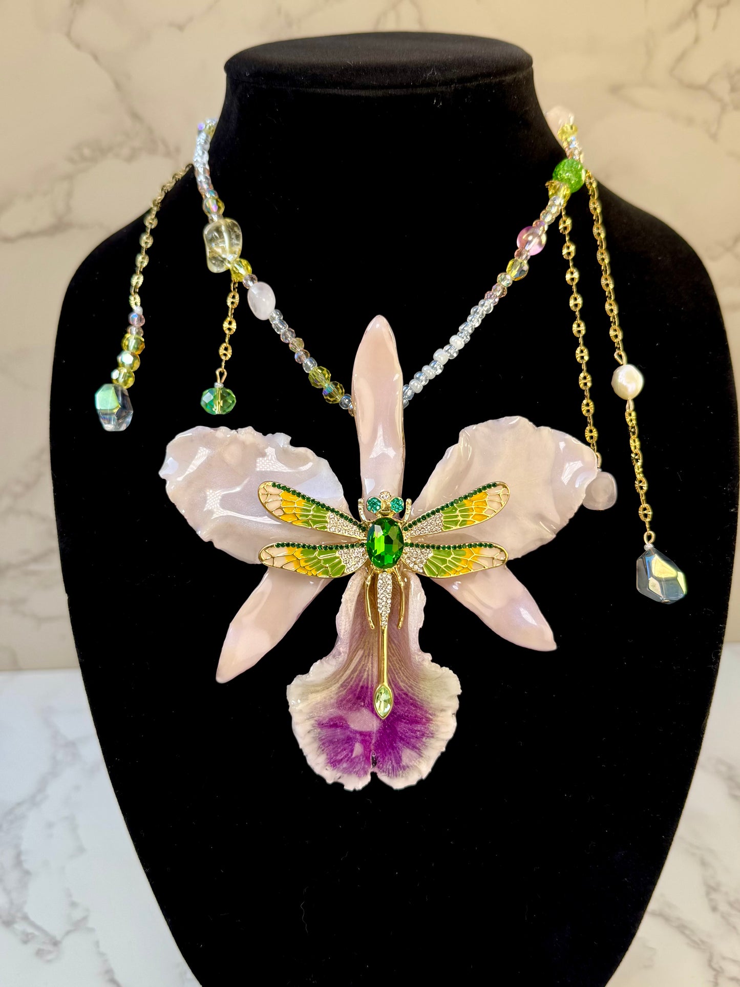 Cattleya Dragonfly Elegance Necklace