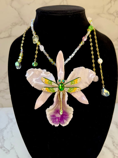 Cattleya Dragonfly Elegance Necklace
